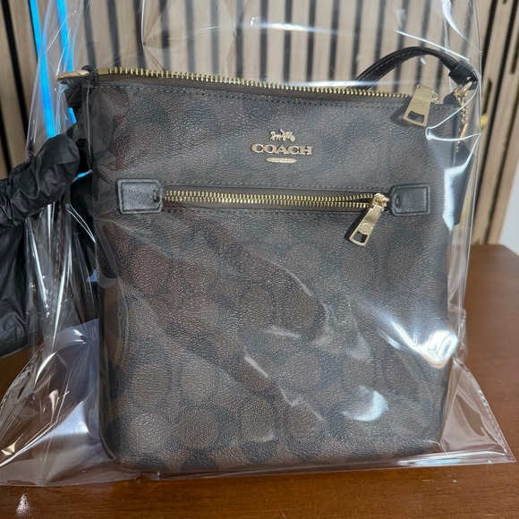 WOW 🌼 COACH 🤎 Rowan File Bag In Signature Canvas Handbag -Black/Gold/Brown -Mint - Picture 11 of 11